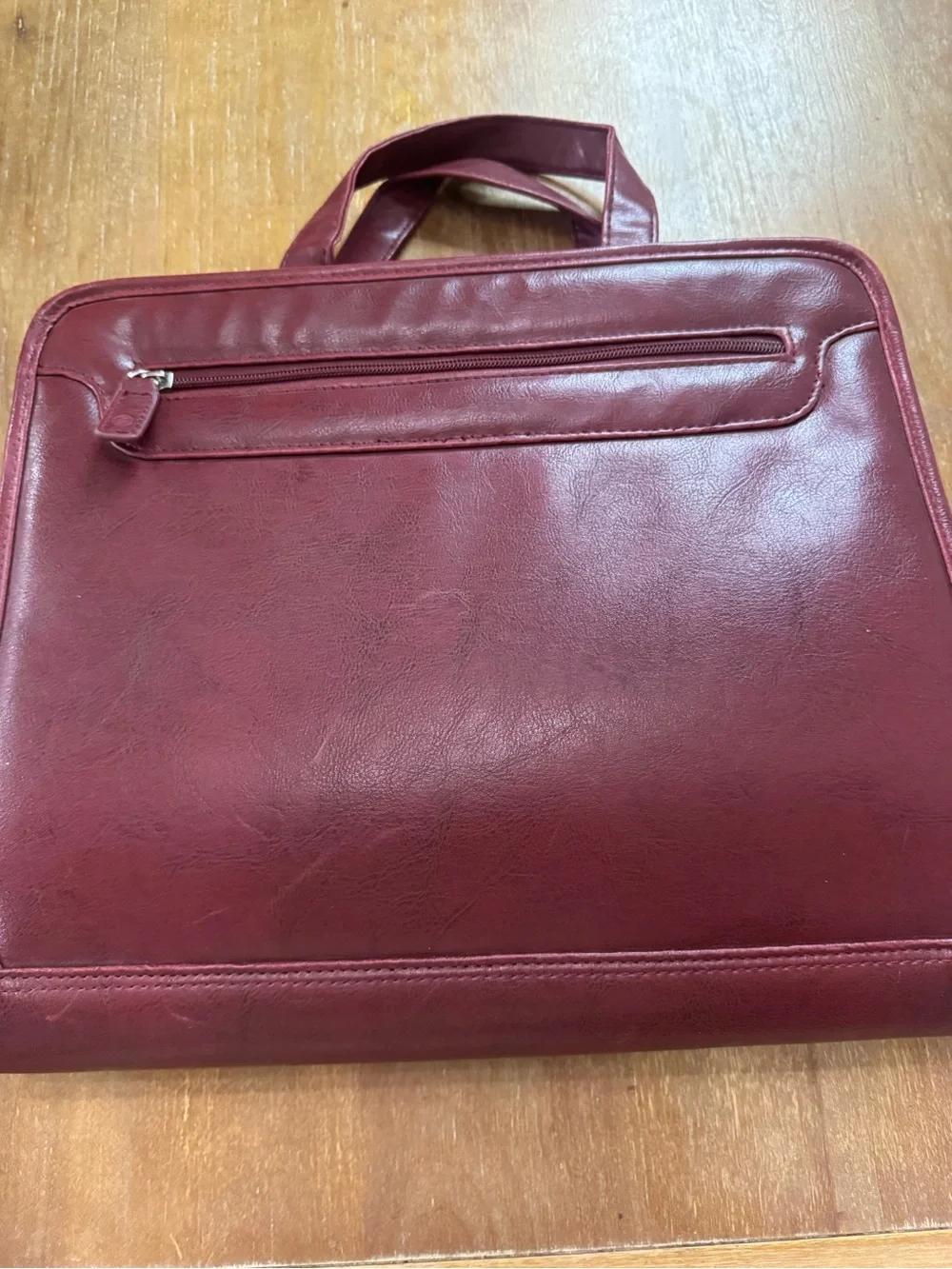 Foray Classic Maroon Faux Leather Briefcase with Top Handles